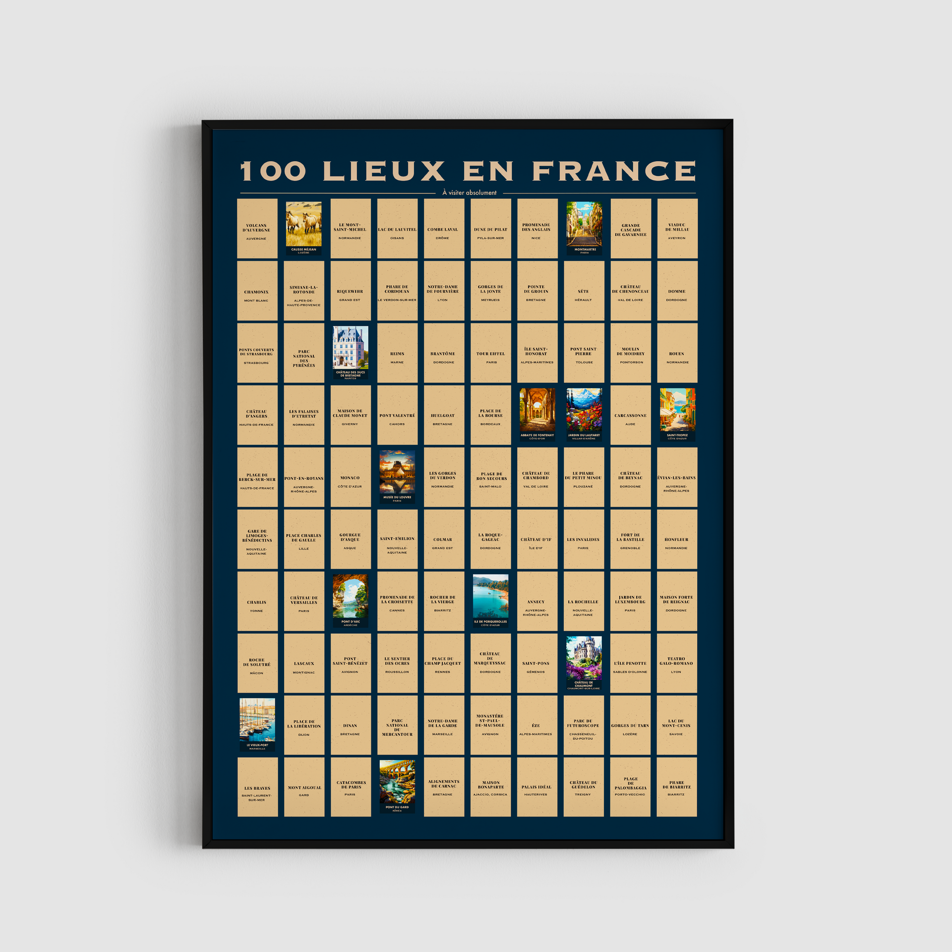 Poster A Gratter 100 Lieux En France Affiche a Gratter Carte a