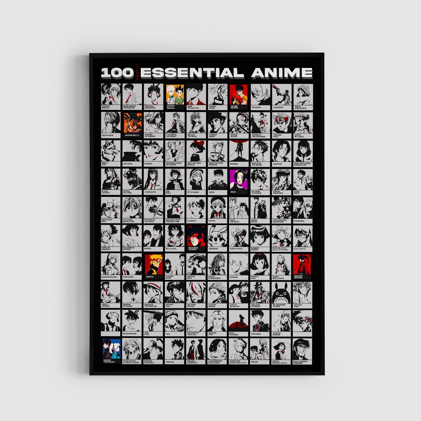 Top 100 Anime Scratch-Off Poster – Unreallist