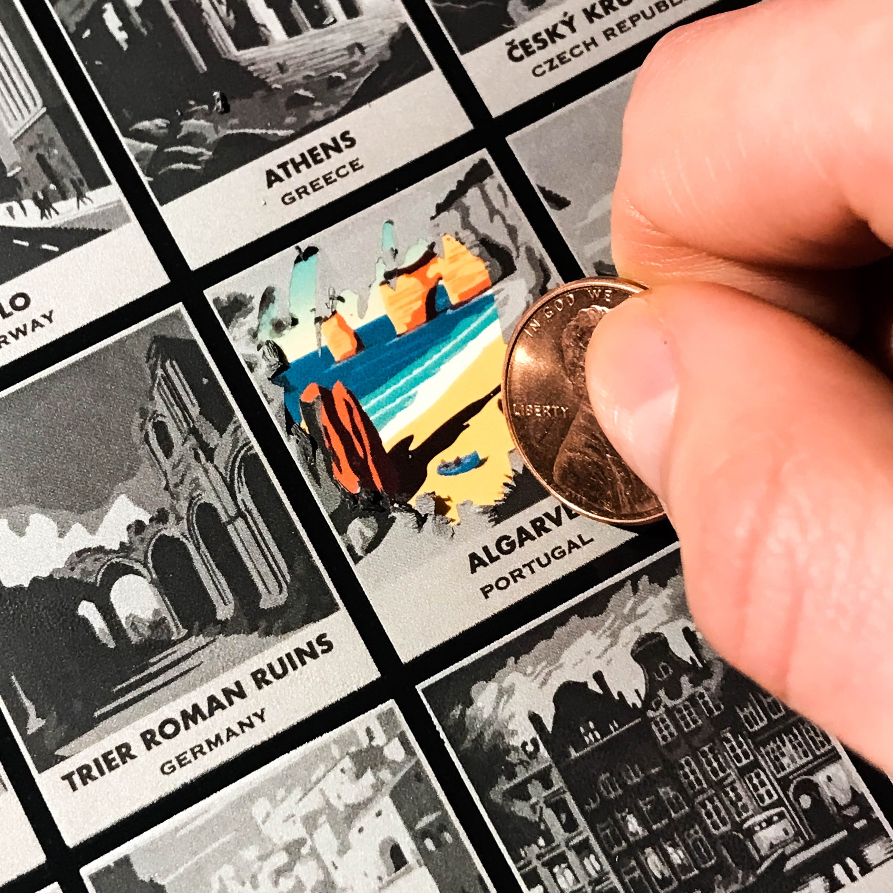 100 Essential Places in Europe Scratch Poster